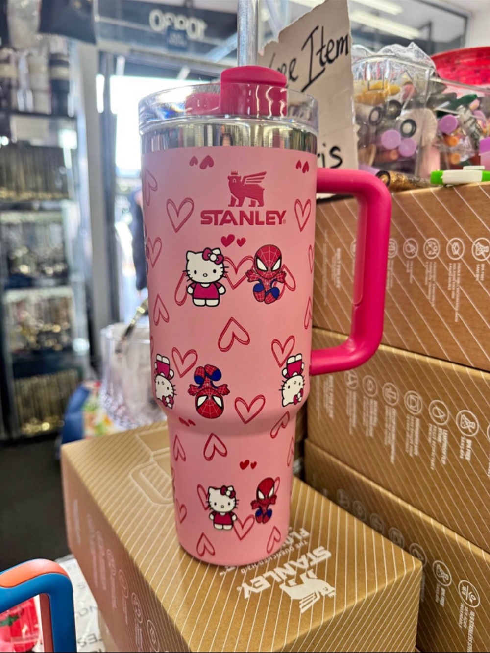 Stanley Pink Hello Kitty & Spider-Man Heart Travel Tumbler